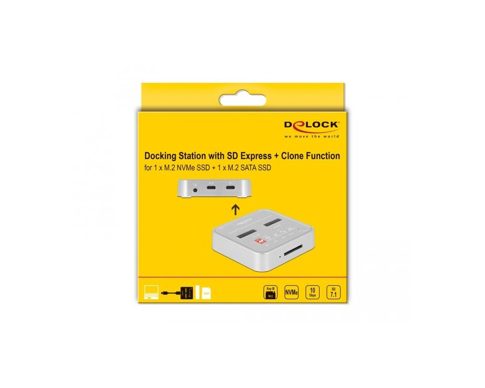 Докинг станция Докинг станция Delock 1 x M.2 NVMe SSD, 1 x M.2 SATA SSD, SD Express Card Reader, Клониране 6