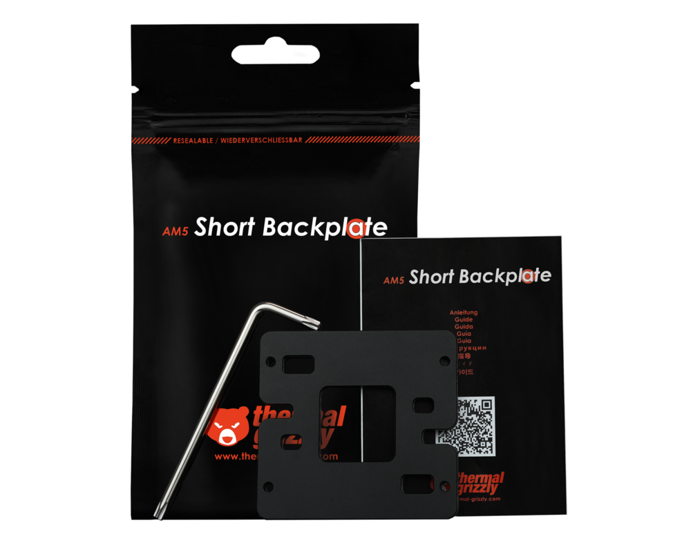 Термо паста Thermal Grizzly AM5 Short Backplate, Алуминий, Черен 6