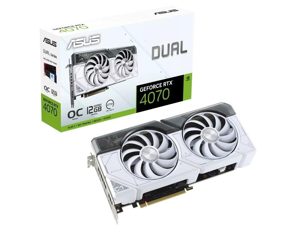 Видеокарта ASUS Dual GeForce RTX 4070 White OC Edition 12GB GDDR6X 10