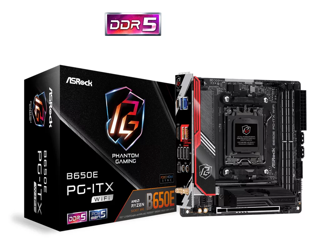 Дънна платка ASROCK B650E PG-ITX WIFI ITX 2xDDR5 1xPCIe 5.0 x16 LAN 2.5Gb 11