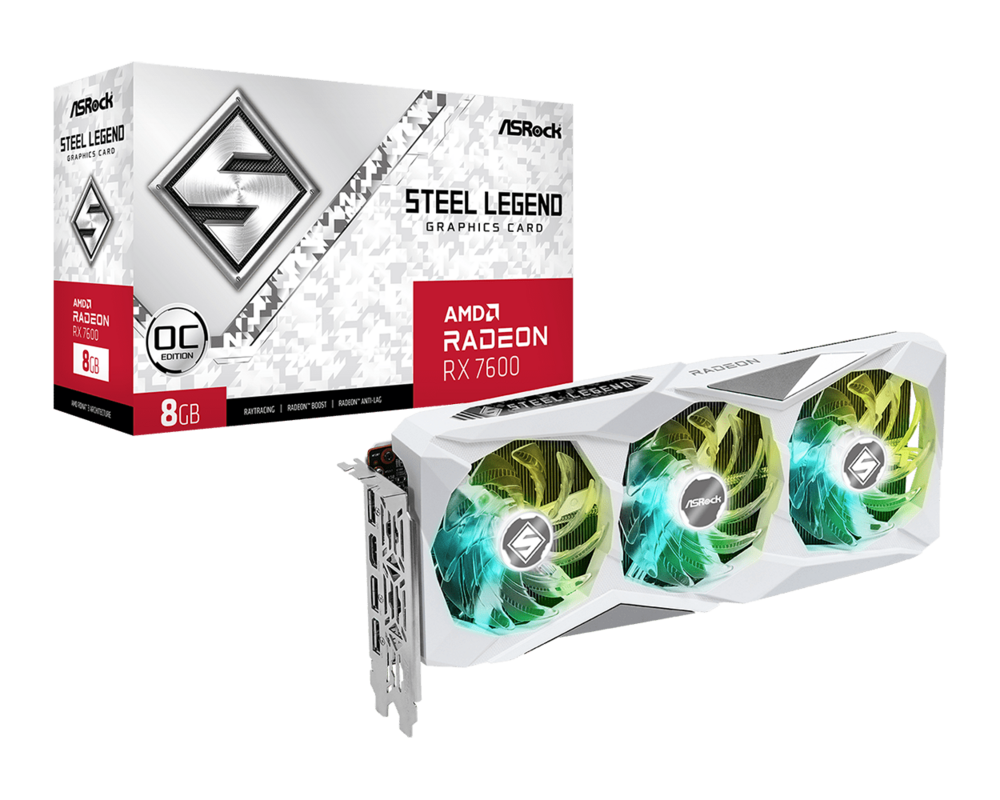 Видеокарта ASRock Radeon RX 7600 Steel Legend OC 8GB GDDR6 6