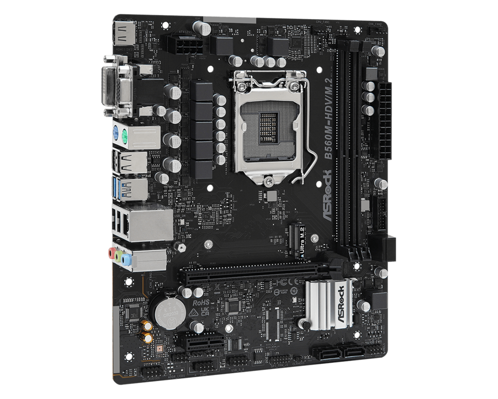 Дънна платка ASRock B560M-HDV/M.2, socket 1200, mATX, PCIe 4.0 2