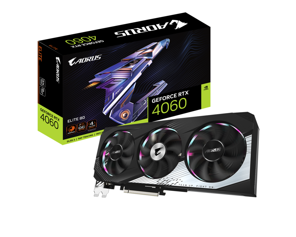 Видеокарта Gigabyte AORUS GeForce RTX 4060 ELITE 8GB GDDR6 9