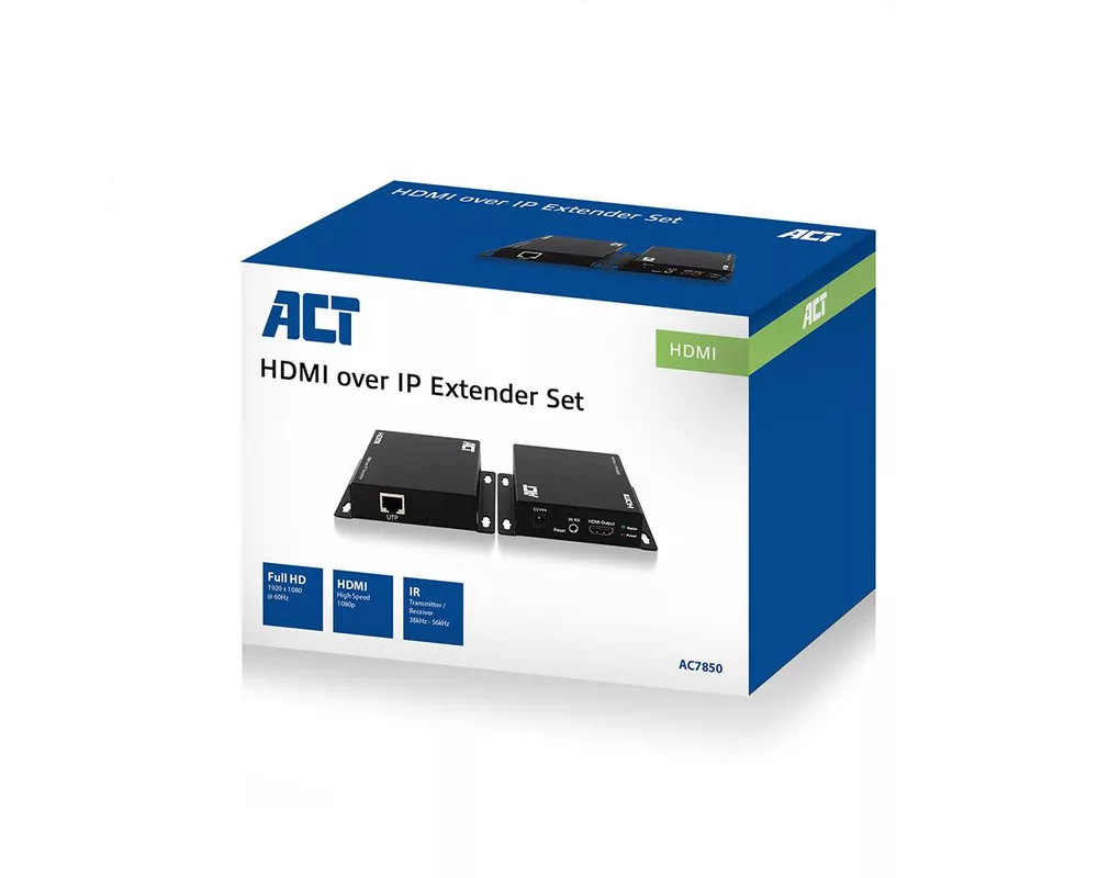 Кабел HDMI Extender (усилвател) ACT AC7850, 1080p @ 60Hz, 100 м, Комплект 5