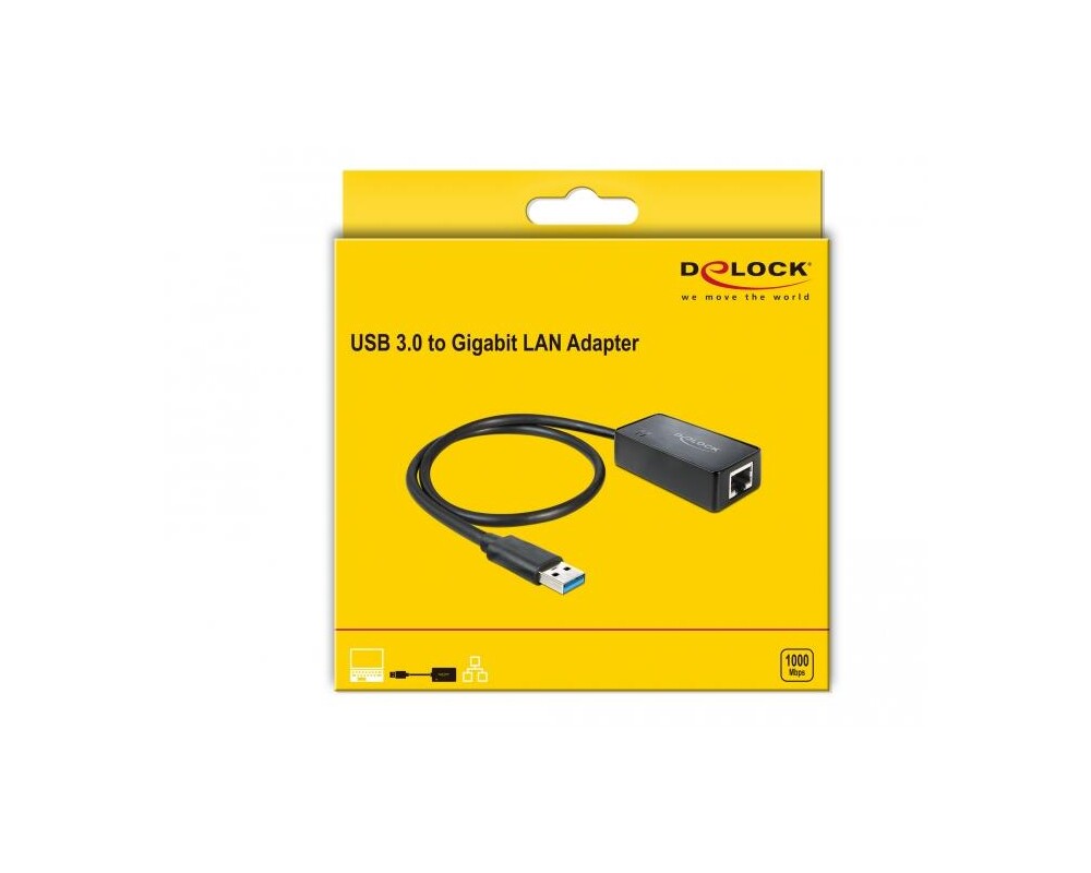 Мрежов кабел Адаптер DeLock 62121, USB 3.0 към Gigabit LAN 10/100/1000 Mbps 3