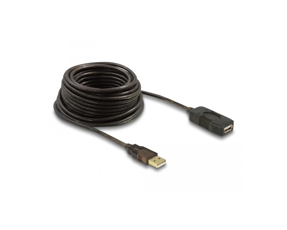 Адаптери Удължителен кабел DeLock, USB-A мъжко - USB-A женско, USB 2.0, 10 м, Черен