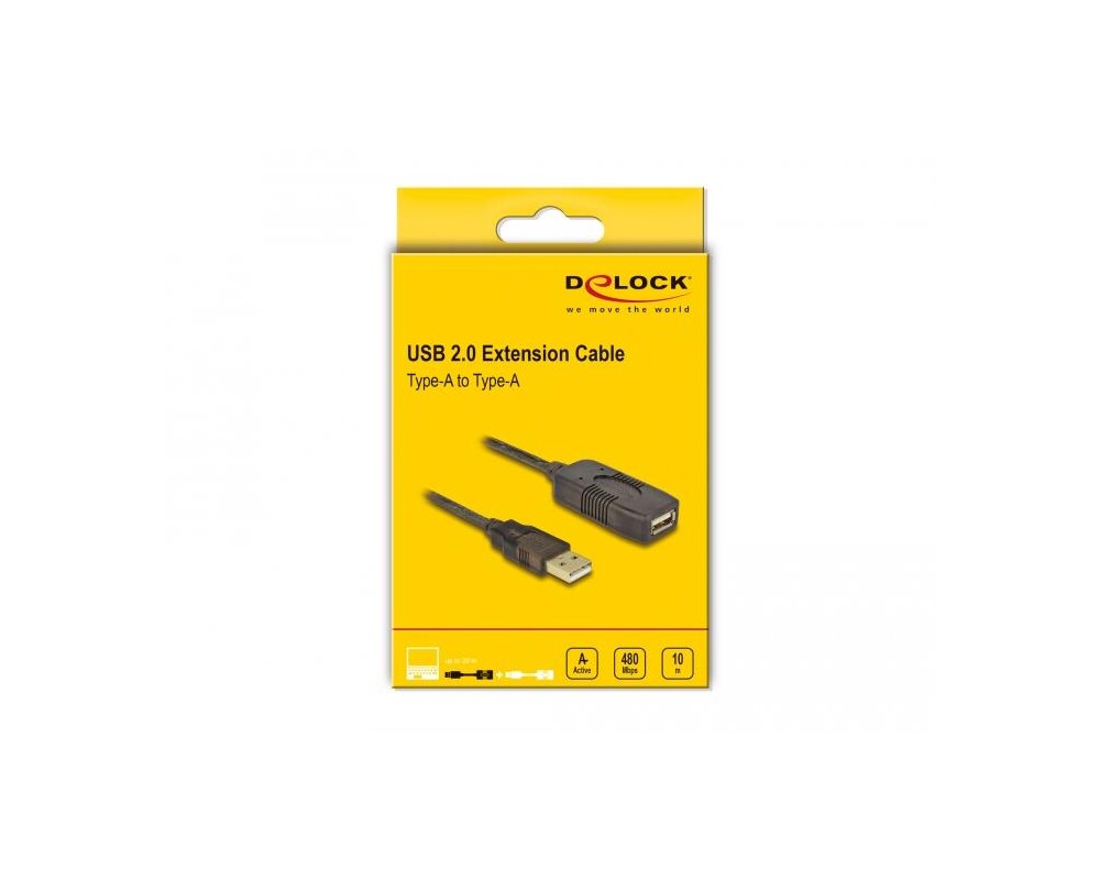 Адаптери Удължителен кабел DeLock, USB-A мъжко - USB-A женско, USB 2.0, 10 м, Черен 4