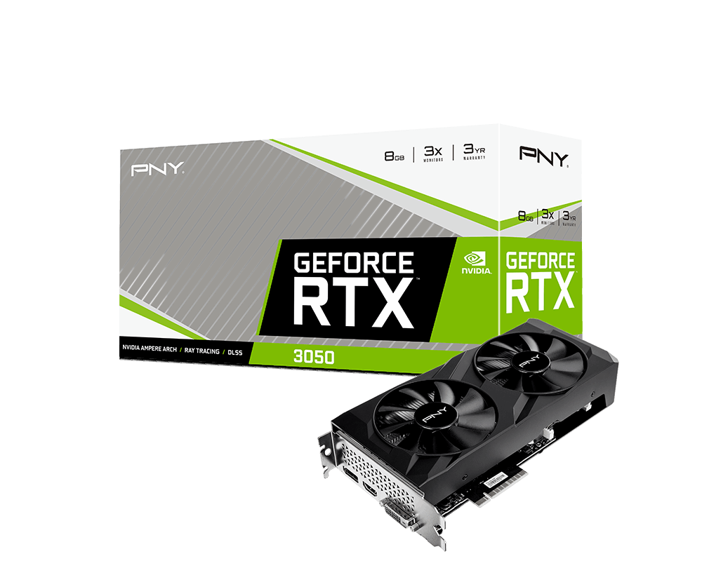Видеокарта PNY GeForce RTX 3050 Verto Dual Fan 8GB GDDR6 7
