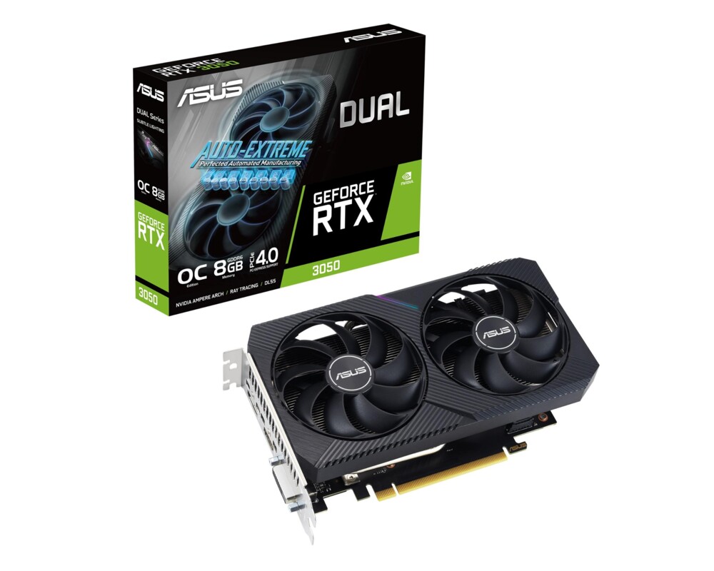 Видеокарта ASUS Dual NVIDIA GeForce RTX 3050 OC Edition Gaming Graphics Card PCIe 4.0 8GB GDDR6 memory HDMI 2.1 DisplayPort 1.4a 8