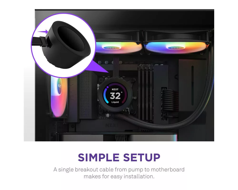 Охладител за процесор NZXT Kraken Elite RGB 280 Black, Customizable LCD Display 7