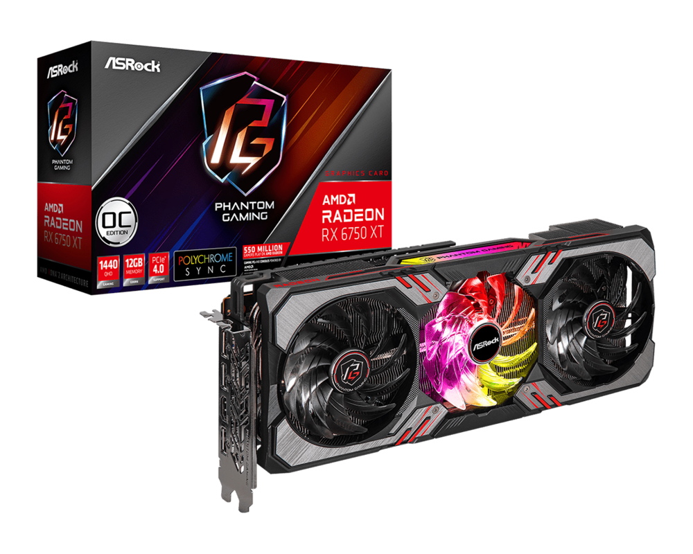Видеокарта ASrock Radeon RX 6750 XT Phantom Gaming D OC 12GB GDDR6 6