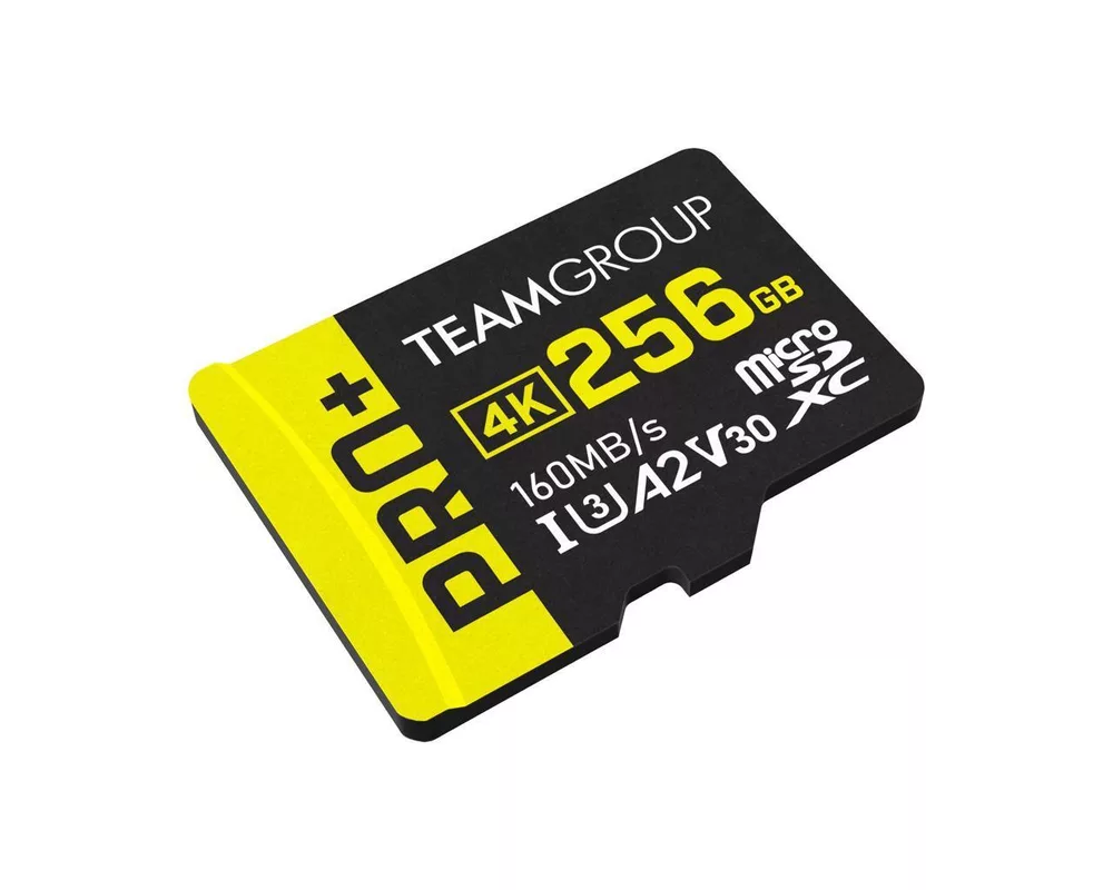 Флаш карта Team Group PRO Plus microSDXC 256GB, UHS-I U3, A2, V30 + SD Адаптер 2