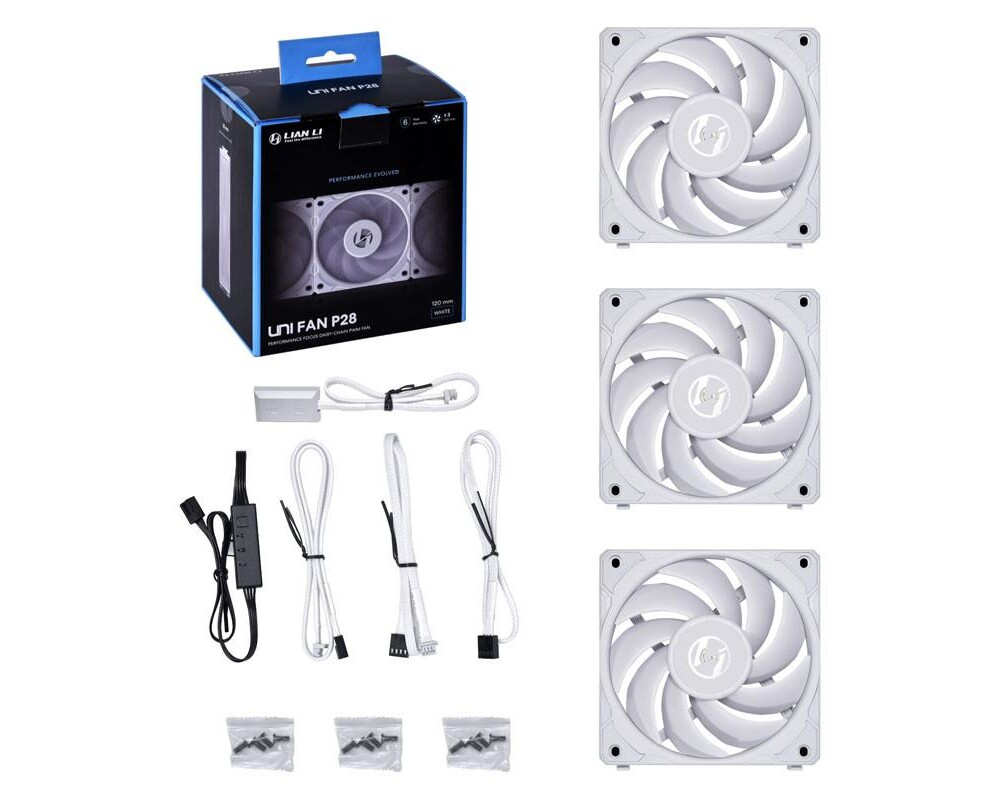 Вентилатор Комплект 3 броя Вентилатор Lian Li UNI P28 - 120mm, Бял 7