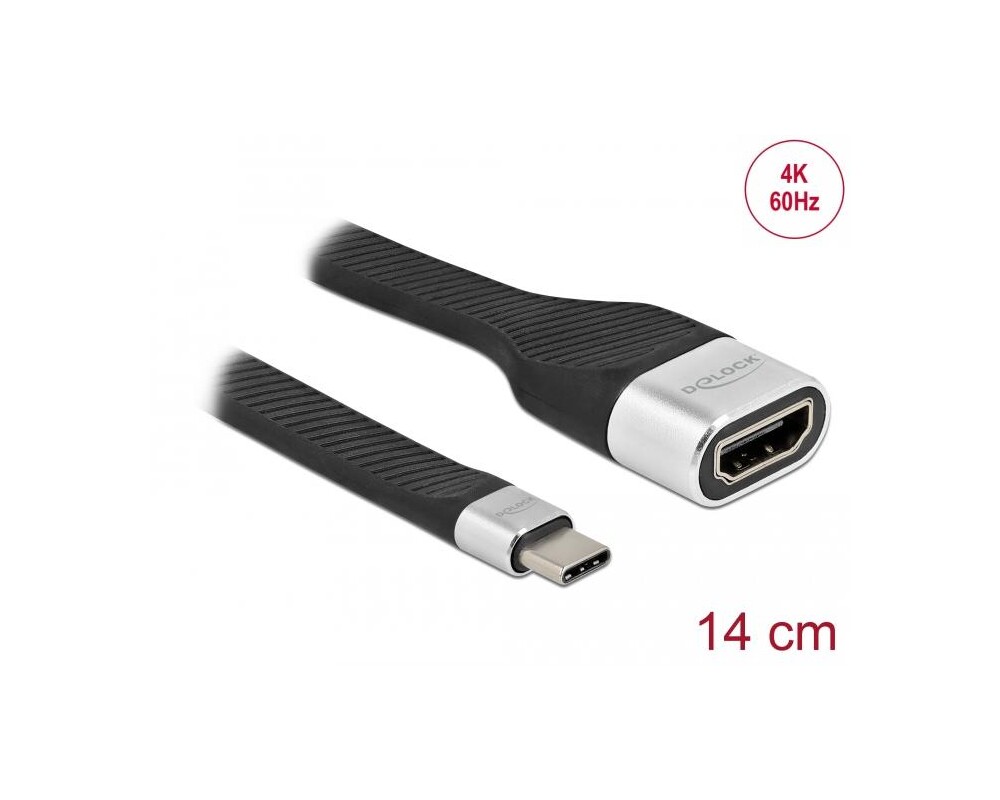 Кабел Delock FPC Flat Ribbon, USB-C мъжко - HDMI женско, 4K 60 Hz, 14 cm 2