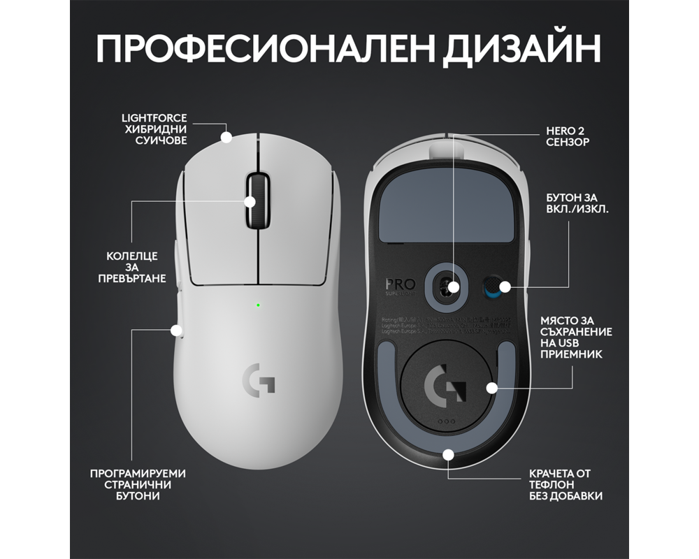 Мишка Logitech G Pro X Superlight 2 Wireless Бяла 10