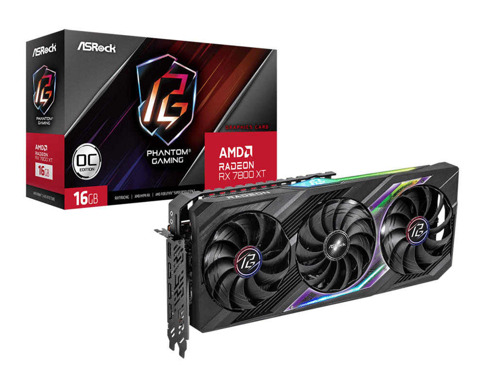 Видеокарта ASRock Radeon RX 7800 XT Phantom Gaming OC 16GB GDDR6 12
