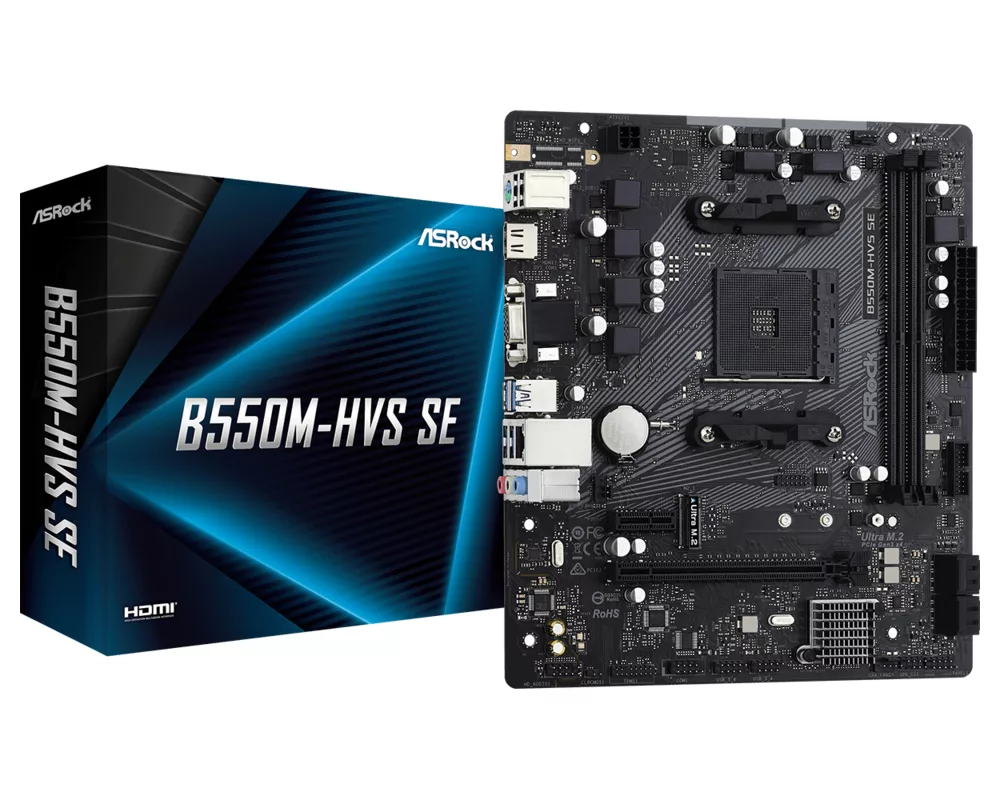 Дънна платка ASRock B550M-HVS SE, AM4, 2xDDR4 5