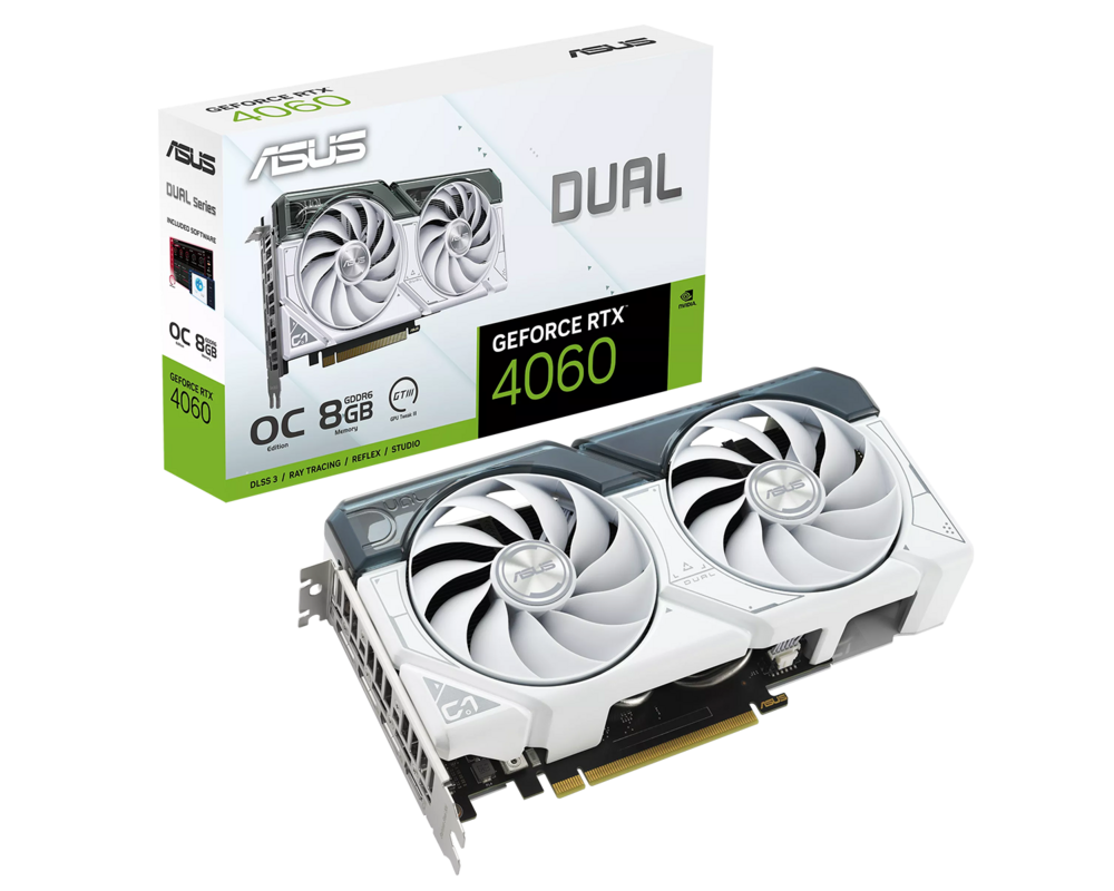 Видеокарта ASUS Dual GeForce RTX 4060 White OC Edition 8GB GDDR6 9
