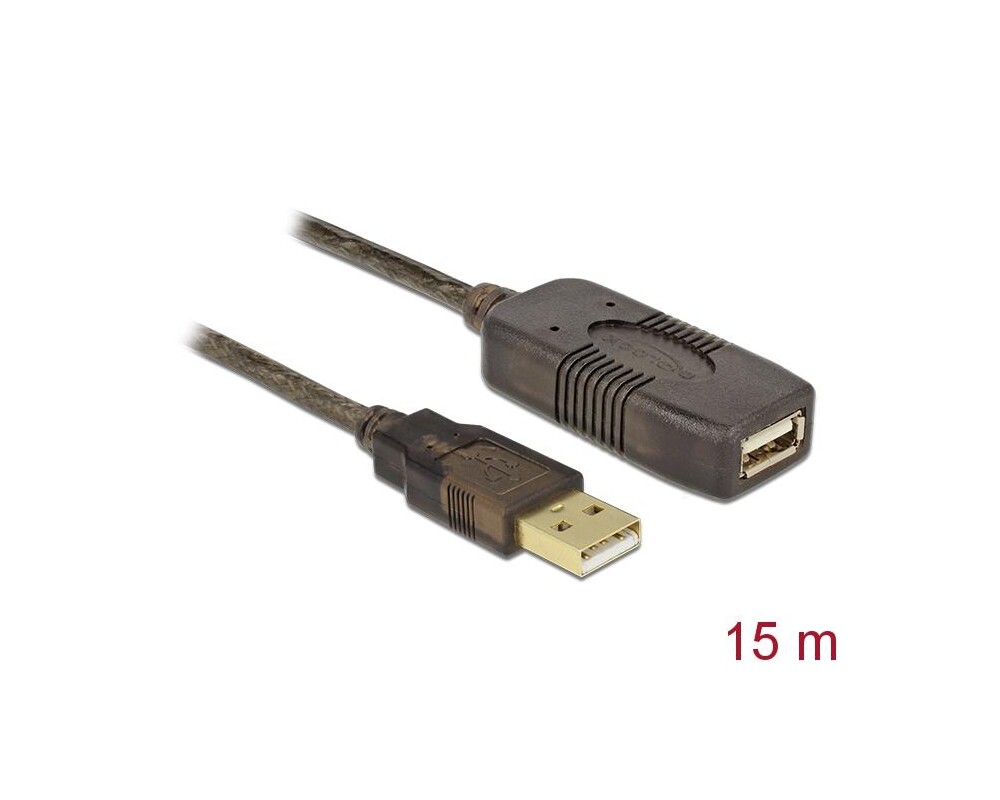 Адаптери Удължителен кабел DeLock, USB-A женско - USB-A мъжко, USB 2.0, 15 м, Черен 2