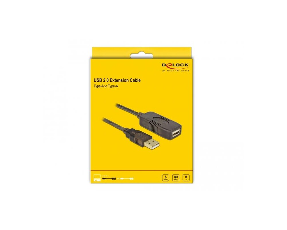 Адаптери Удължителен кабел DeLock, USB-A женско - USB-A мъжко, USB 2.0, 15 м, Черен 4