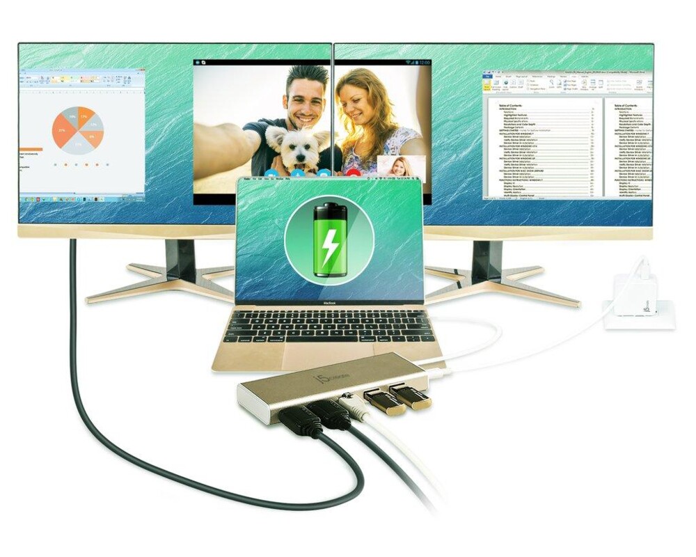 Докинг станция Докинг станция j5 create JCD381, USB-C, 2x HDMI, USB 3.1, PD 2.0, LAN 4
