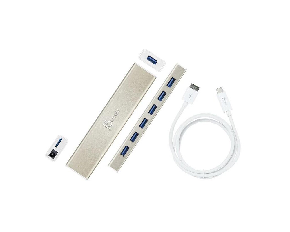USB хъб Хъб 7-портов J5 Create USB-C JCH377, USB 3.0, 1:7, Бял 2