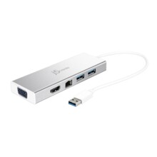 6-портов хъб j5create Mini Dock JUD380, USB 3.0, Gigabit Ethernet, HDMI, VGA, USB-B, Бял 684518 J5-JUD380 на топ цена - PIC.bg