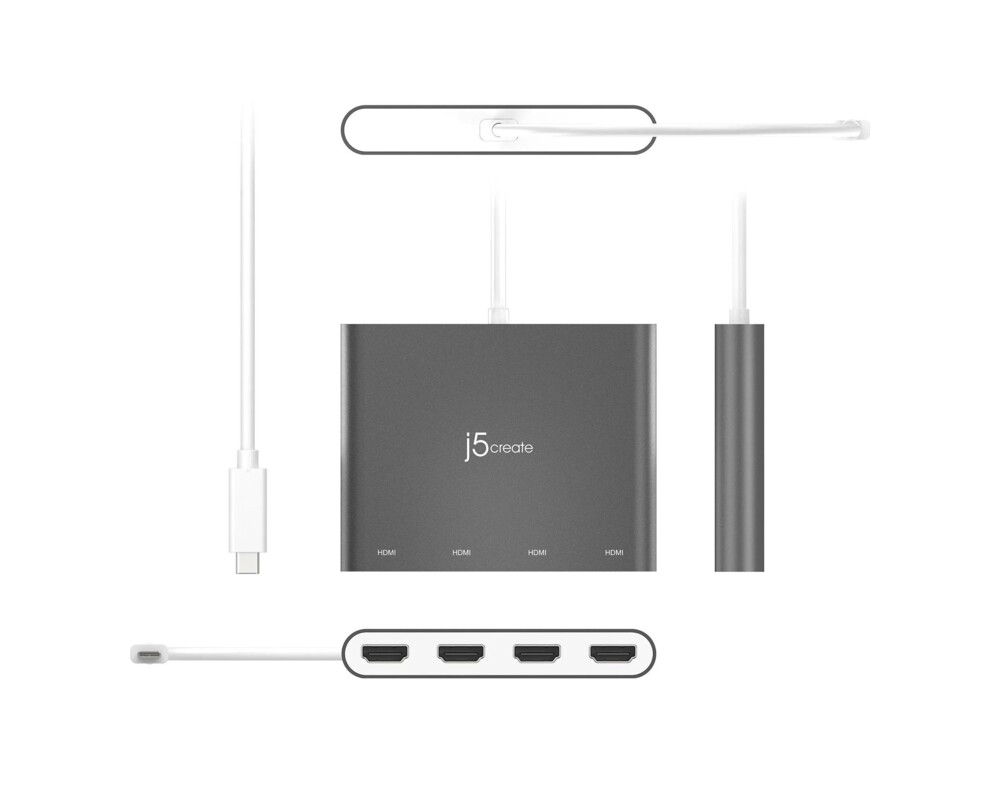 Адаптери j5create JCA366, За 4 монитора, USB-C - 4 x HDMI 4