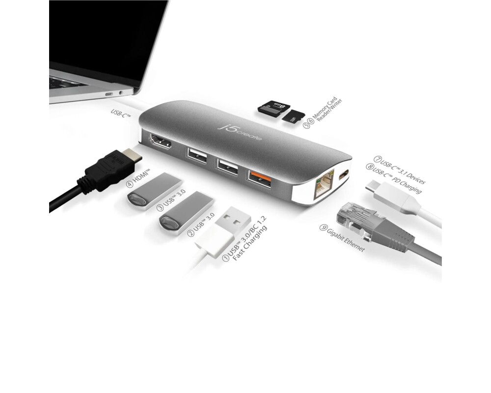 Докинг станция Докинг станция j5create Multi-Port JCD383, USB, HDMI, Ethernet, SD, microSD 4