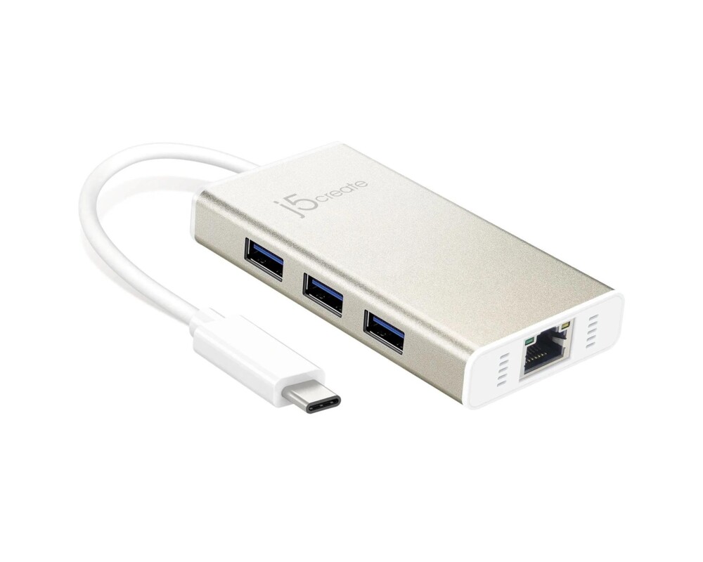 USB хъб Хъб 3-портов J5create JCH471, USB-C 3.1, USB-A 3.0, Gigabit Ethernet 2