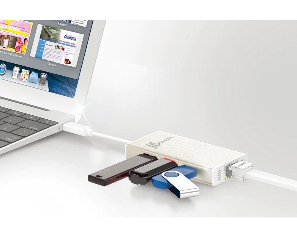 USB хъб Хъб 3-портов J5create JCH471, USB-C 3.1, USB-A 3.0, Gigabit Ethernet 5