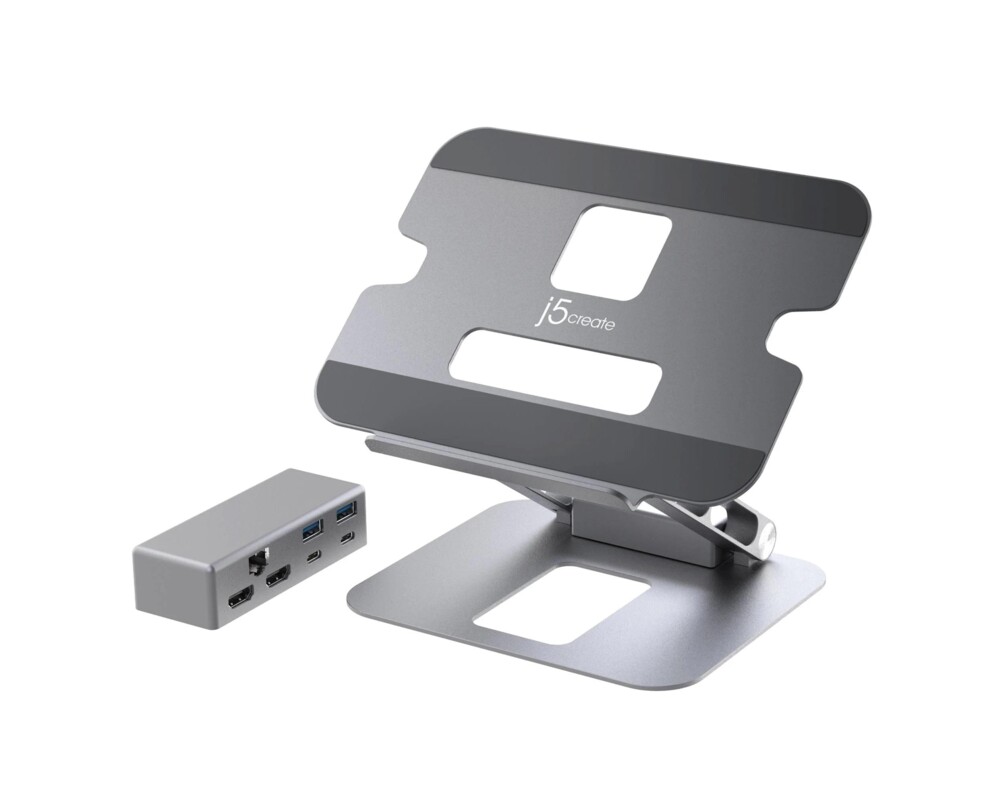 Докинг станция Поставка за лаптоп с докинг станция j5create JTS327, до 16", USB-C, 4K 6
