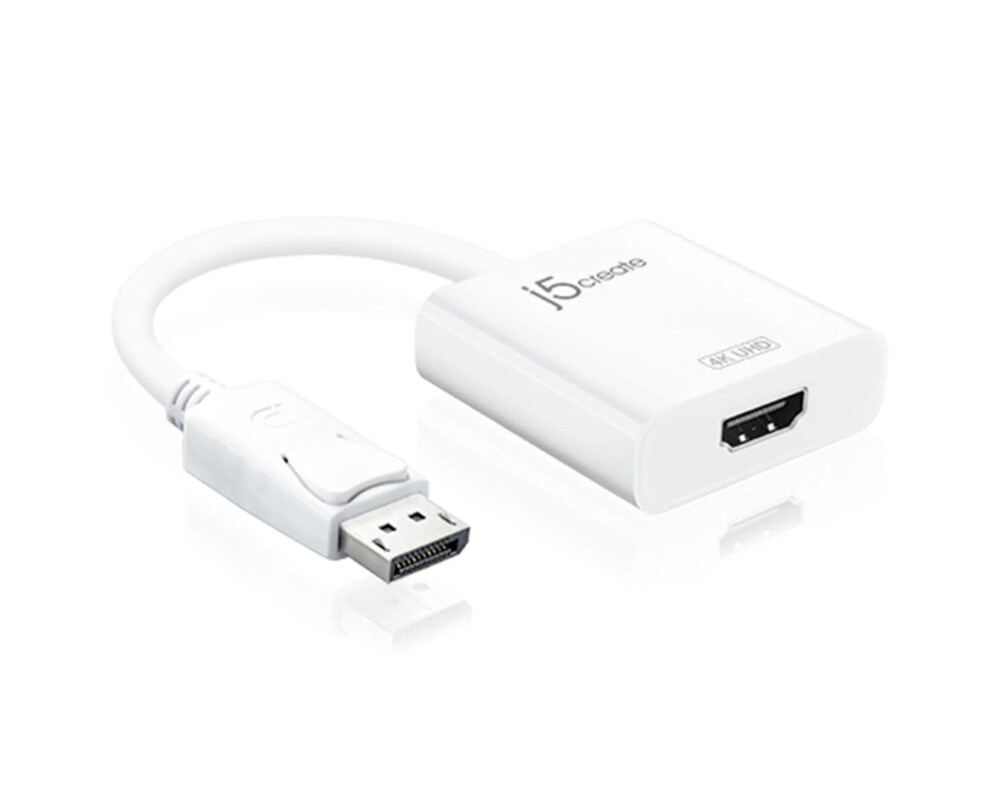 Адаптери j5create JDA158, DisplayPort мъжко - HDMI женско, 4K, Бял