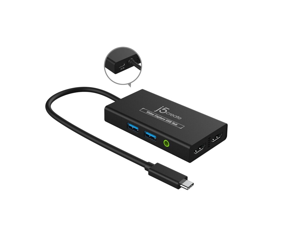 TV тунер/видео устройство Кепчер j5create JVA01, HDMI - HDMI, USB-C хъб, Черен 2