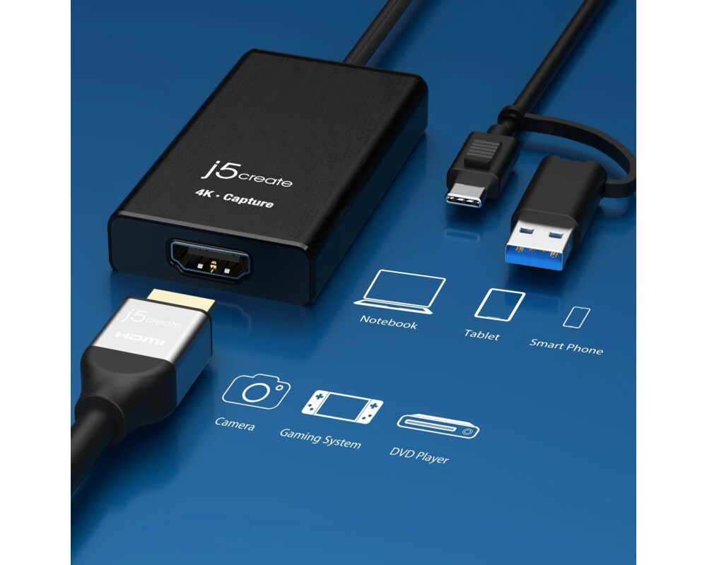 TV тунер/видео устройство Кепчер адаптер j5create JVA11, HDMI - USB-C, 4K, Черен 5