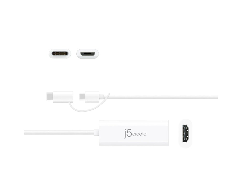 Адаптери Видео адаптер j5create JUA165C, За андроид, USB-C/USB-B мъжко - HDMI женско, Бял 2