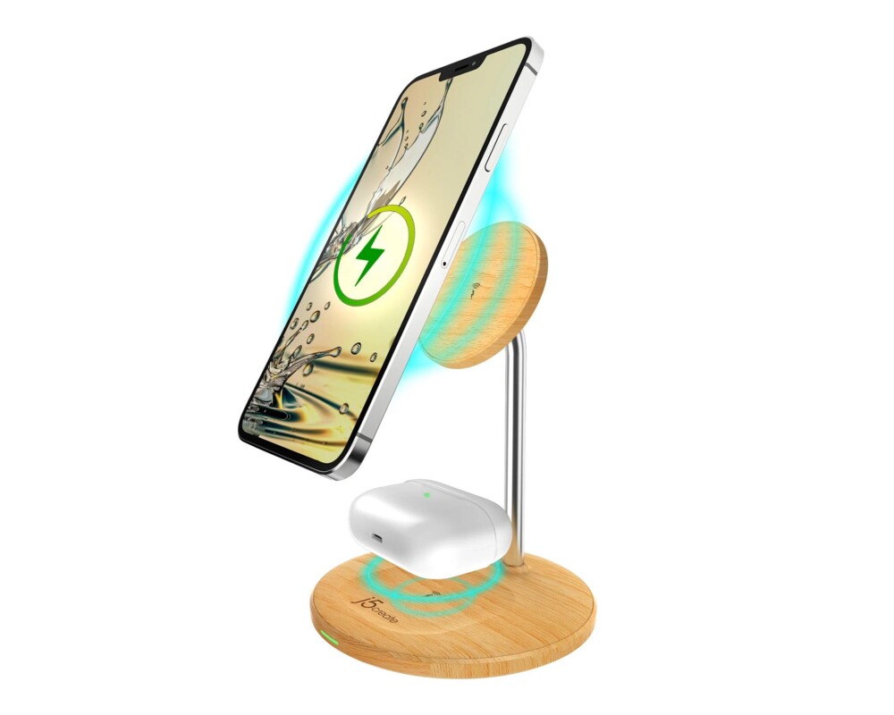 Зарядно Безжично  j5create JUPW2106, Магнитно, За 2 устройства, Дървено 6