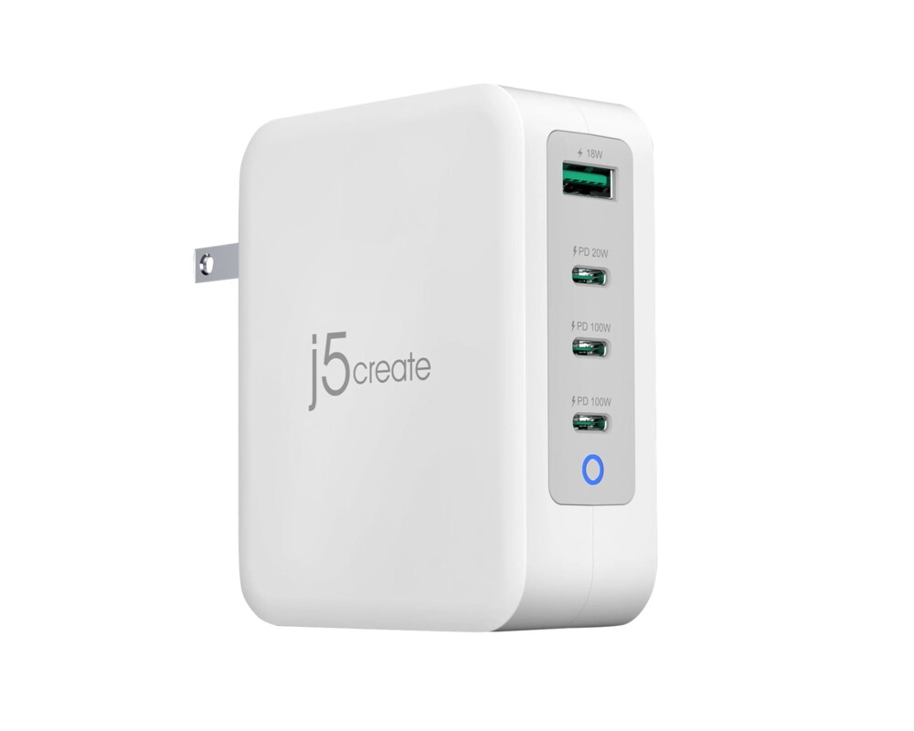 Зарядно Мрежово  j5create JUP43130E 130W, 4 порта, USB-C, USB-A 2