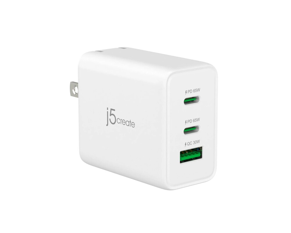 Зарядно Мрежово  j5create JUP3365E 65W, 3 порта, USB-C, USB-A 2