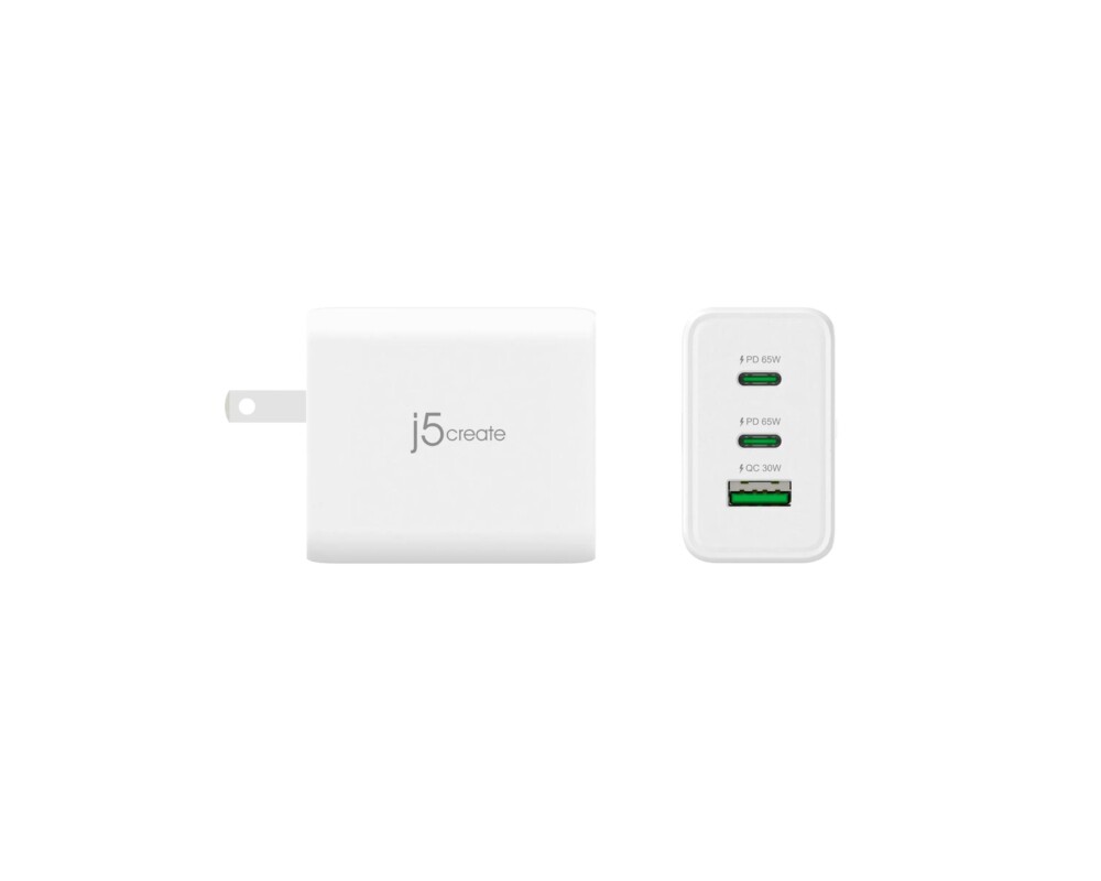Зарядно Мрежово  j5create JUP3365E 65W, 3 порта, USB-C, USB-A 5