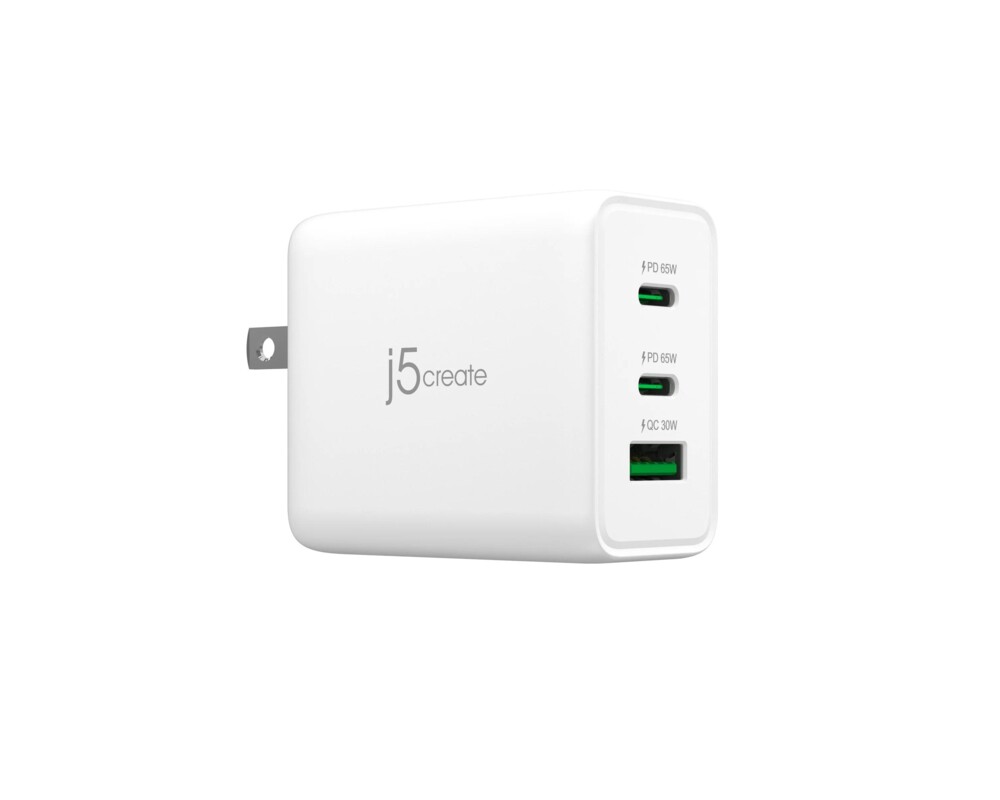 Зарядно Мрежово  j5create JUP3365E 65W, 3 порта, USB-C, USB-A