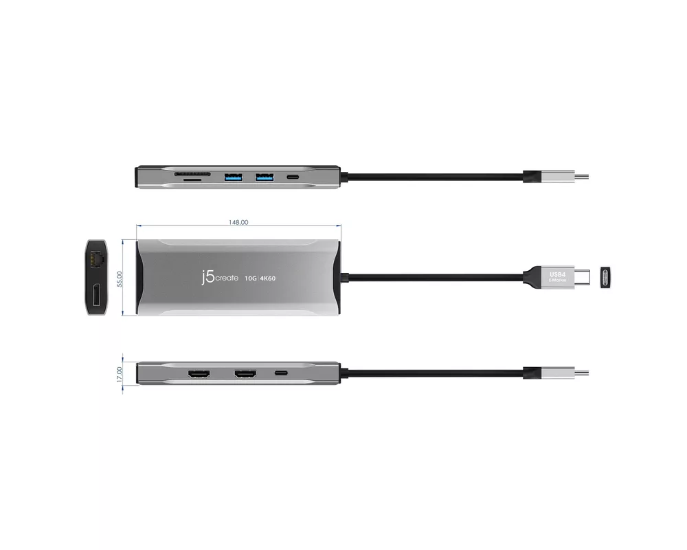 Докинг станция Докинг станция j5create JCD397 100W, 4K60 Elite USB-C, 10Gbps 6