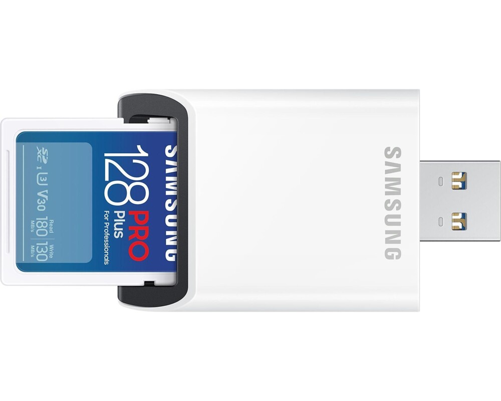Флаш карта Samsung PRO Plus, SD Card, 128GB, USB Четец, Бяла 3