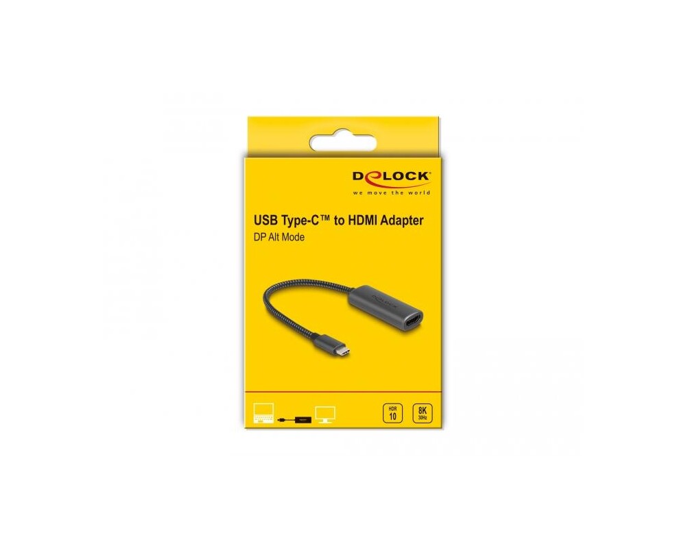 Адаптери DeLock 64229, USB-C - HDMI (DP Alt Mode), 8K, HDR 3