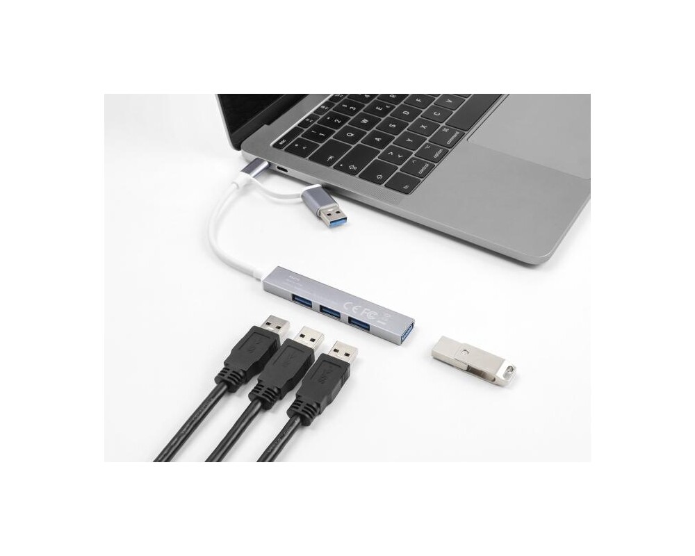 USB хъб Delock, USB-C / USB-A - 3 x USB-A 2.0 + 1 x USB-A 5 Gbps 3