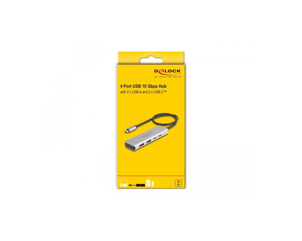 USB хъб Delock 64230, USB-C - 2 x USB-C, 2 x USB-A, 10 Gbps 3
