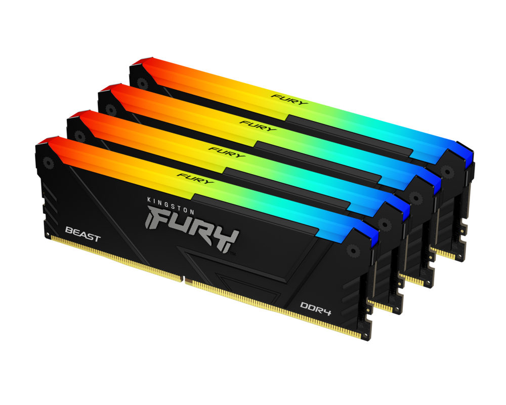 Памет Kingston FURY Beast Black RGB 64GB(4x16GB) DDR4 3200MHz CL16 2