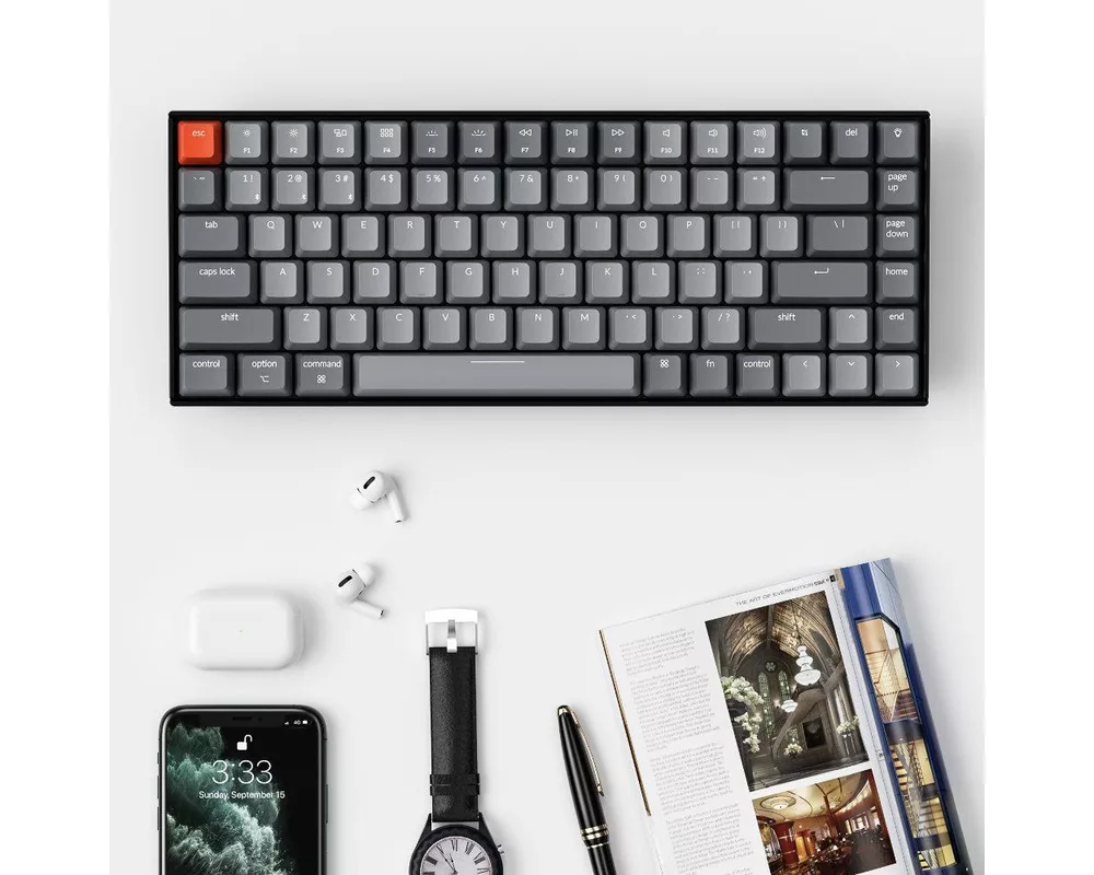 Клавиатура Геймърска Механична клавиатура Keychron K2 Compact Gateron Blue Switch White LED Gateron Blue Switch ABS 3