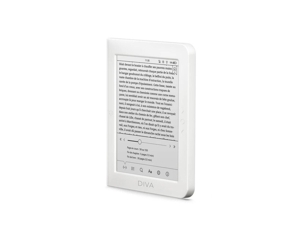 Електронна книга eBook BOOKEEN Diva 6", тъч, подсветка, бял 3