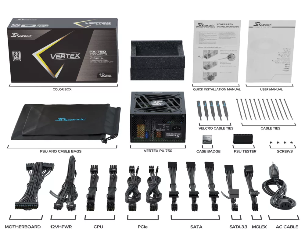 Захранване Seasonic VERTEX PX-750, 750W, 80+ Platinum 7